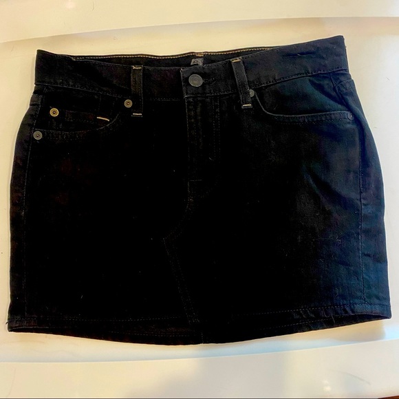 7 FOR ALL MANKIND Black Denim Mini Skirt 00s Size 25 - Picture 10 of 10
